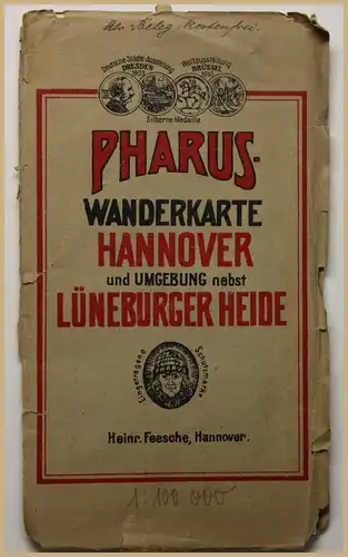 Pharus-Wanderkarte Hannover um 1920 Landkarte Stadtplan 1: 100000 Geografie sf