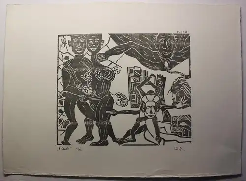 "Erbsünde" 1968 Holzschnitt Linolschnitt Grafik Kunst Druck Original Nr. 15 sf