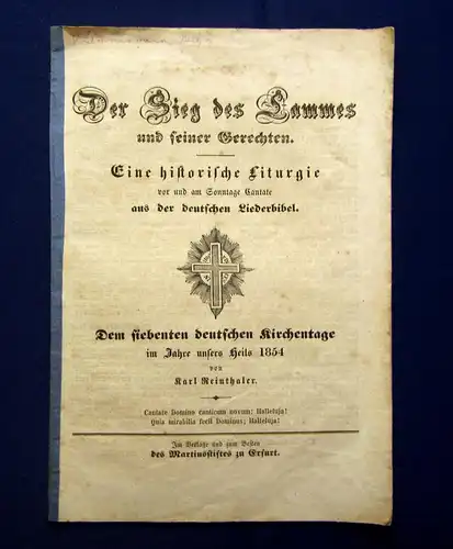 Reinthaler Der Sieg des Lammes und seiner Gerechten 1854 selten Christentum js