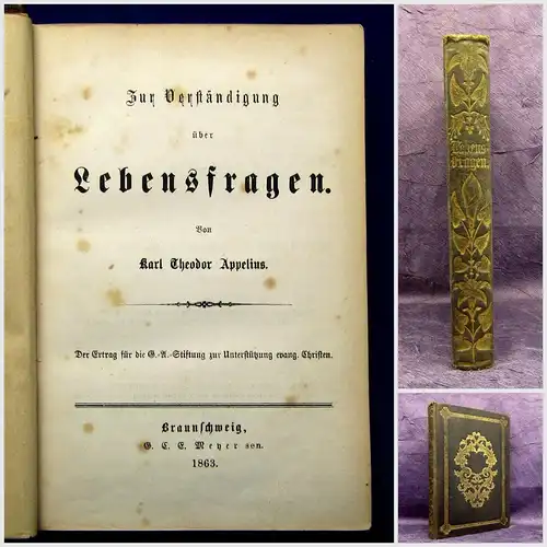Appelius Zur Verständigung über Lebensfragen 1863 Theologie Christentum js