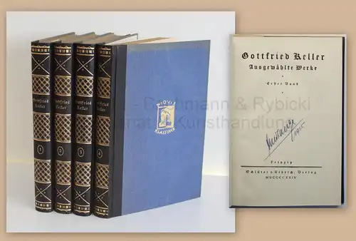 Keller Ausgwählte Werke 4 Bände 1924 dekorative Ausgabe Klassiker Weltliteratur