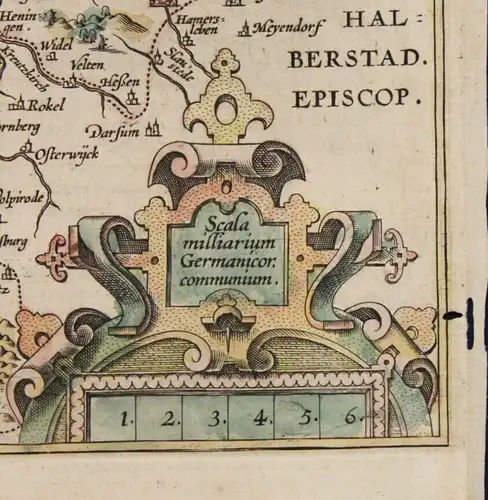 kolor. Kupferstichkarte Ortelius Braunsvicensis et Luneburgensis um 1590 sf