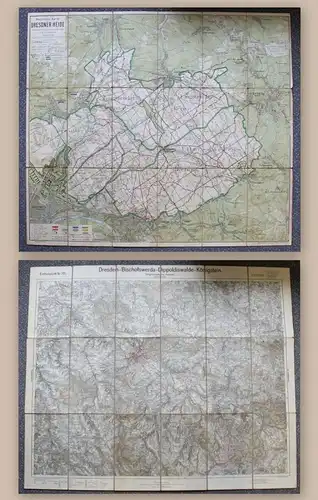 2 alte Landkarten Dresden und Umgebung 1925 & Dresdner Heide Um 1920 Sachsen sf