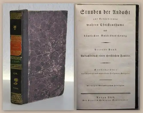 Stunden der Andacht 4. Bd Andachtsbuch einer christlichen Familie 1834 Religion