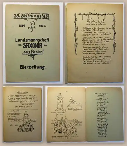 Festschrift Bierzeitung 35. Stiftungsfest 1892-1927 Landsmannschaft Saxonica xz