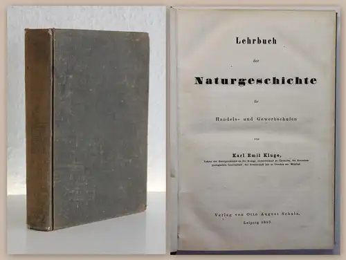 Karl Emil Kluge Lehrbuch der Naturgeschichte 1857 Mineralogie Botanik Zoologie