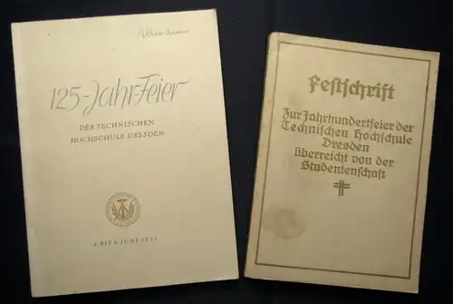 Technische Hochschule 2 Schriften + Beigabe 1953 Jahrhundertfeier js