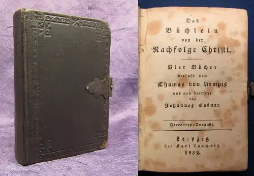 Kempis/ Goßner Das Büchlein von der Nachfolge Christi vier Bücher 1832 js