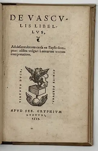 Baif, Lazare De/Estienne, Charles  1539 De Vasculis Libellus Adulescenturolum am