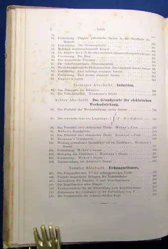 Riemann, Bernhard Schwere, Electricität und Magnetismus EA 1876 Wissen js