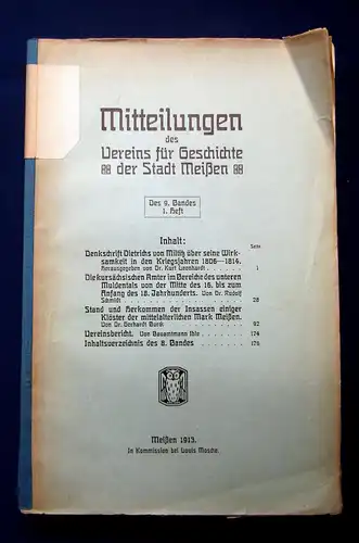 Mitteilungen des Vereins für Geschichte der Stadt Meißen 1916 9 Bd. Geschichte m