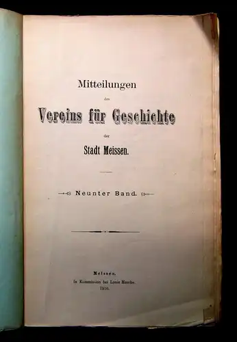 Mitteilungen des Vereins für Geschichte der Stadt Meißen 1916 9 Bd. Geschichte m