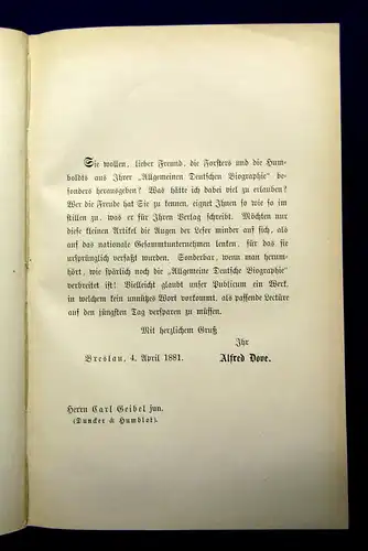 Dove Die Forsters und die Humboldts 1881 Belletristik Literatur mb