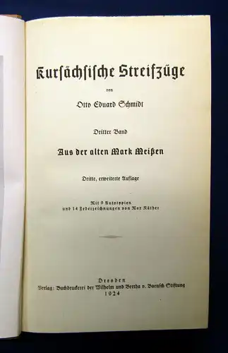 Schmidt Kursächsische Streifzüge 1924 Geschichte Gesellschaft Sachsen mb