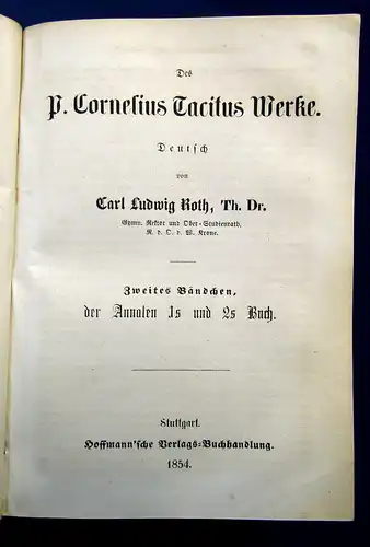 Roth Des P. Cornelius Tacitus Werke 1-4 (von 7) 1854 Belletristik Literatur mb