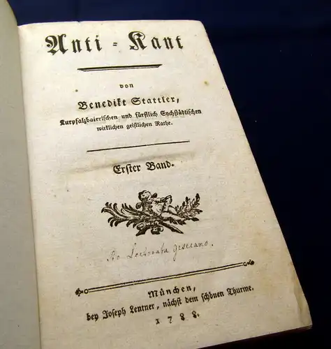 Stattler, Benedikt Anti-Kant. 2 Bde 1788 am