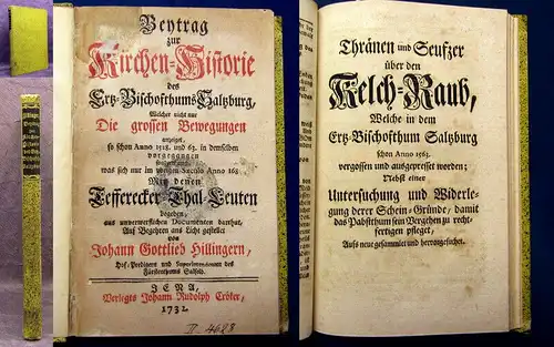 Johann Gottlieb Hillingern Beitrag zur Kirchen-Historie(...) 1732 am