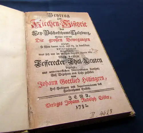 Johann Gottlieb Hillingern Beitrag zur Kirchen-Historie(...) 1732 am