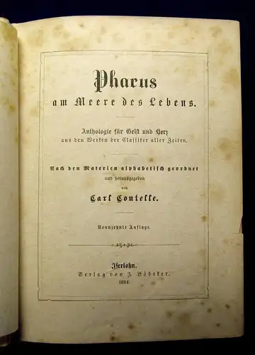 Coutelle Pharus am Meere des Lebens 1884 Literatur Belletristik Lyrik mb