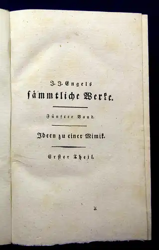 Engel´s Sämmtliche Werke Ideen zu einer MImik 1802 2 in 1 Belletristik Lyrik mb