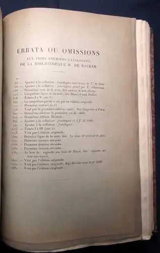 Lefranc Bibliotheque De feu M. Hector De Backer 1926-1928 7 Bände in 3 HLdr. js