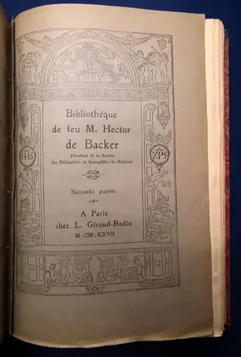 Lefranc Bibliotheque De feu M. Hector De Backer 1926-1928 7 Bände in 3 HLdr. js