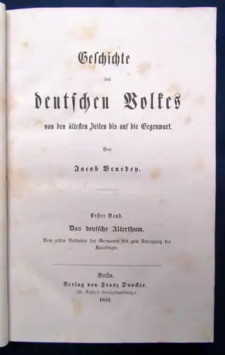 Benedey Geschichte des deutschen Volkes 2 Bde. 1853/55 Kaiser Kaiserthum js