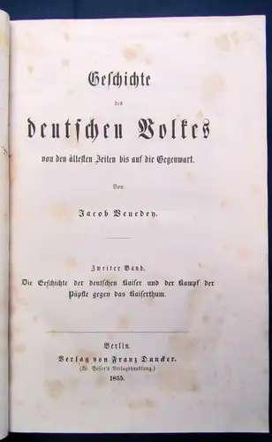 Benedey Geschichte des deutschen Volkes 2 Bde. 1853/55 Kaiser Kaiserthum js