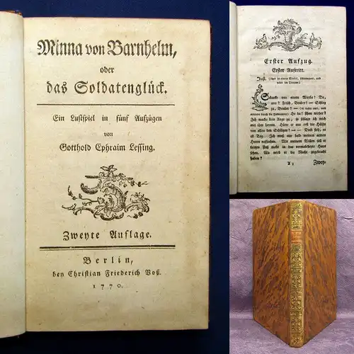 Lessing, Gotthold Ephraim 1770 Minna von Barnhelm, oder das Soldatenglück. am