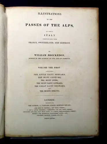 Brockedon, William 1828 Illustrations of the Passes of the Alps, by... am