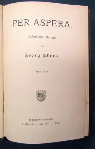 Ebers Georg Gesammelte Werke 2 Bde. Per Aspera dekorativ um 1900 Lyrik js