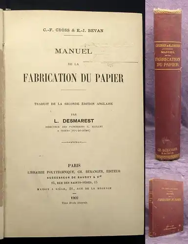 Desmarest Manuel de la Fabrication du Papier 1902 Technik Altes Handwerk js