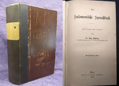 Rohling,Aug.Dr., Das salomonische Spruchbuch u. Buch des Propheten Daniel 1876 j