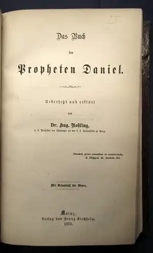 Rohling,Aug.Dr., Das salomonische Spruchbuch u. Buch des Propheten Daniel 1876 j