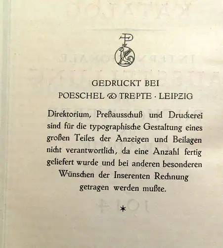 Poeschel & Trepte  1914 Int. Ausstellung für Buchgewerbe und Graphik am