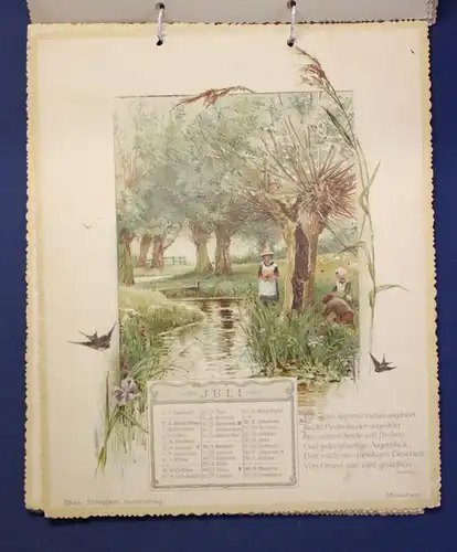 Goethe Kalender für 1893 Chromolithographie Jahrweiser Kalendarium js