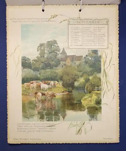 Goethe Kalender für 1893 Chromolithographie Jahrweiser Kalendarium js