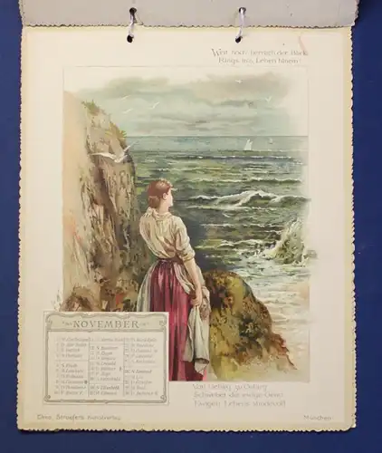 Goethe Kalender für 1893 Chromolithographie Jahrweiser Kalendarium js