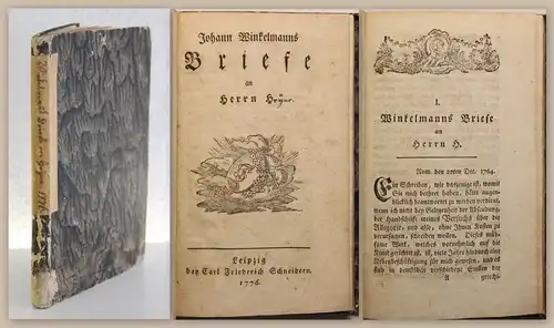 Winkelmann Briefe an Herrn H. 1776 Erstausgabe  Briefwechsel Korrespondenz xz