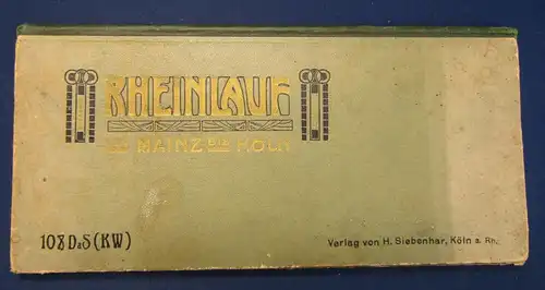 Lithographisches Leporello von Mainz bis Köln Rheinlauf koloriert um 1910 js