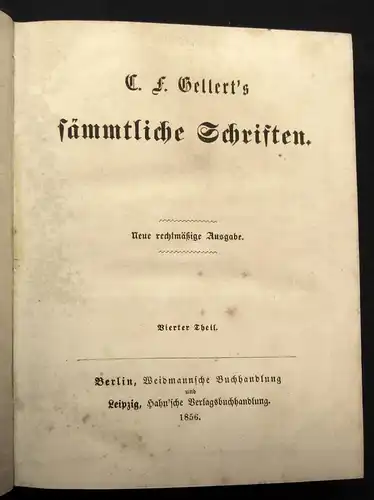 C. F. Gellert`s sämmtliche Schriften 10 Bände 1858 Belletritistik Lyrik js