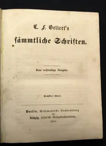 C. F. Gellert`s sämmtliche Schriften 10 Bände 1858 Belletritistik Lyrik js