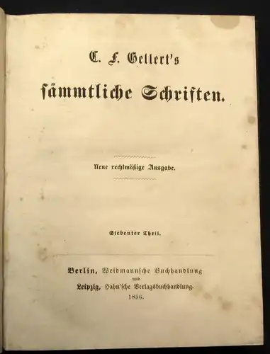 C. F. Gellert`s sämmtliche Schriften 10 Bände 1858 Belletritistik Lyrik js