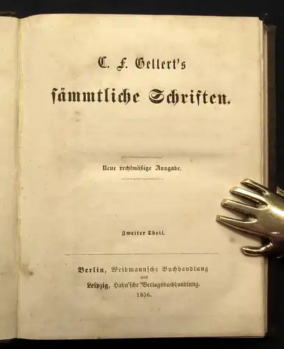 C. F. Gellert`s sämmtliche Schriften 10 Bände 1858 Belletritistik Lyrik js