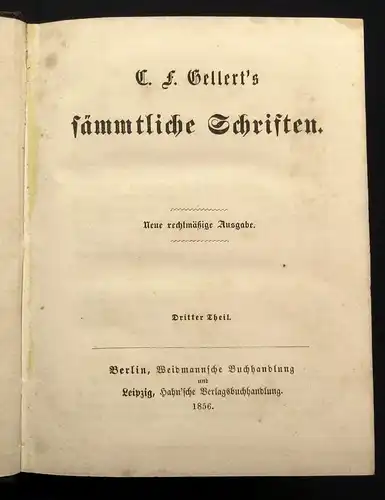 C. F. Gellert`s sämmtliche Schriften 10 Bände 1858 Belletritistik Lyrik js