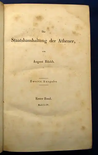 Böckh Die Staatshaushaltung der Athener 2 Bde. (v.3) 1851 Gesellschaft Politik j