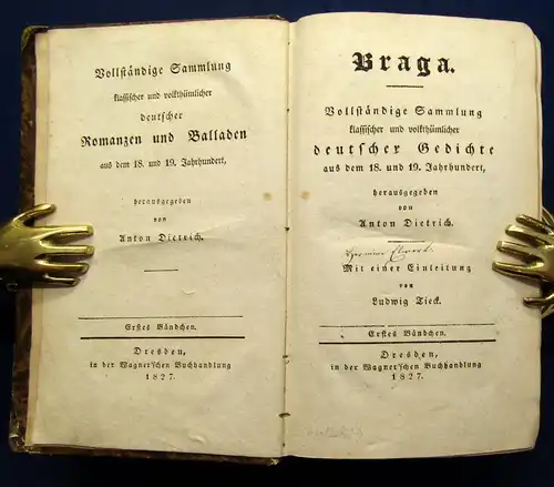Dietrich Braga Vollständige Sammlung deutscher Gedichte 6 Bde.(v.10) 1827 js