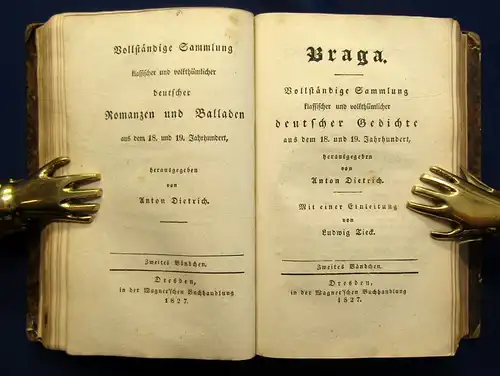 Dietrich Braga Vollständige Sammlung deutscher Gedichte 6 Bde.(v.10) 1827 js