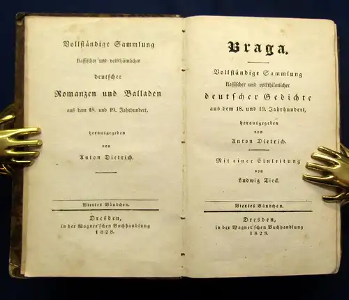 Dietrich Braga Vollständige Sammlung deutscher Gedichte 6 Bde.(v.10) 1827 js