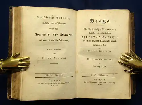 Dietrich Braga Vollständige Sammlung deutscher Gedichte 6 Bde.(v.10) 1827 js